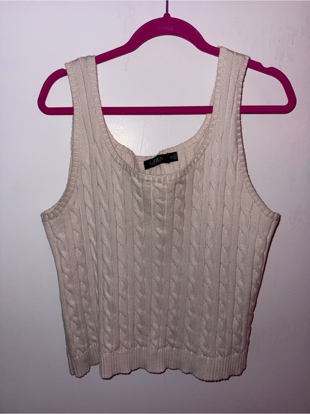 Ralph Lauren Cream Cable Knit Tank Top